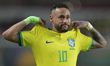BELEM, BRAZIL - SEPTEMBER 08: Neymar Jr. of Brazil celebrates after scoring the fifth goal of his team during a FIFA World Cup 2026 Qualifier match between Brazil and Bolivia at Mangueirao on September 08, 2023 in Belem, Brazil. (Photo by Pedro Vilela/Getty Images)
