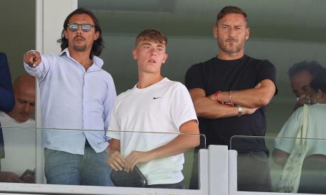 Francesco (R) and Christian Totti attend the Serie A soccer match Frosinone Calcio vs US Sassuolo Calcio at Benito Stirpe stadium in Frosinone, Italy, 17 September 2023.    ANSA/FEDERICO PROIETTI