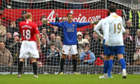 during the FA Cup Sponsored by e.on Quarter Final match between Manchester United and Portsmouth held at Old Trafford on March 8, 2008 in Manchester, England.