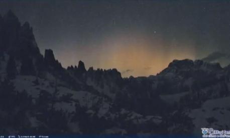 Aurora boreale sulle Dolomiti 5 novembre