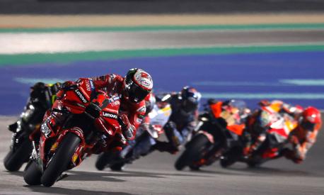 Ducati Lenovo Team's Italian rider #01 Francesco Bagnaia competes during the Moto GP Grand Prix of Qatar at the Lusail International Circuit, in the city of Lusail on November 19, 2023. (Photo by KARIM JAAFAR / AFP)