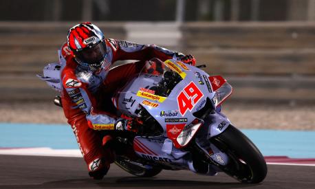 Gresini Racing's Italian rider Fabio Di Giannantonio competes during the Moto GP Grand Prix of Qatar at the Lusail International Circuit, in the city of Lusail on November 19, 2023. (Photo by KARIM JAAFAR / AFP)