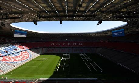A general view taken on October 11, 2023 shows the Allianz Arena Stadium, home stadium of German first division football club FC Bayern Munich, in Munich, southern Germany. (Photo by Christof STACHE / AFP)