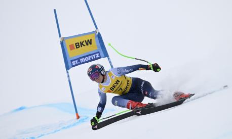 ST MORITZ, SWITZERLAND - DECEMBER 8: Sofia Goggia of Team Italy competes during the Audi FIS Alpine Ski World Cup Women's Super G on December 8, 2023 in St Moritz, Switzerland. (Photo by Alain Grosclaude/Agence Zoom/Getty Images)