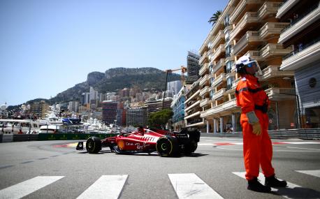 MONTE-CARLO, MONACO - MAY 27: Charles Leclerc of Monaco driving the (16) Ferrari F1-75 on track during practice ahead of the F1 Grand Prix of Monaco at Circuit de Monaco on May 27, 2022 in Monte-Carlo, Monaco. (Photo by Eric Alonso/Getty Images)