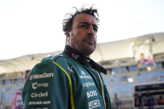  Fernando Alonso of Spain and Aston Martin F1 Team looks on in the Pitlane during day two of F1 Testing at Bahrain International Circuit on February 19, 2026 in Bahrain, Bahrain. (Photo by Sona Maleterova/Getty Images)