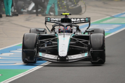 Mercedes driver Andrea Kimi Antonelli of Italy leaves the pit lane after a tire change during the Chinese Formula One Grand Prix at the Shanghai International Circuit in Shanghai, China, Sunday, March 15, 2026. (AP Photo/Andy Wong, Pool)