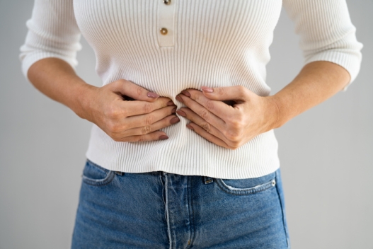 Diverticulitis Infection Or Inflammation In Intestines. Woman With Colitis
