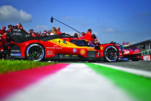   The (50) Ferrari AF Corse Ferrari 499P of Antonio Fuoco of Italy, Miguel Molina of Spain and Nicklas Nielsen of Denmark is parked alongside the (51) Ferrari AF Corse Ferrari 499P of James Calado of Great Britain, Antonio Giovinazzi of Italy and Alessandro Pier Guidi of Italyon the grid during the World Endurance Championship 6 Hours of Imola at Autodromo Enzo e Dino Ferrari on April 16, 2026 in Imola, Italy. (Photo by Sam Bagnall/Getty Images)