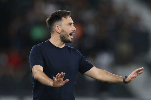 RIO DE JANEIRO, BRAZIL - AUGUST 30: Head coach of Botafogo Davide Ancelotti gives directions to his players during the match between Botafogo and Bragantino as part of Brasileirao 2025 at Estadio Olimpico Nilton Santos on August 30, 2025 in Rio de Janeiro, Brazil. (Photo by Lucas Figueiredo/Getty Images)