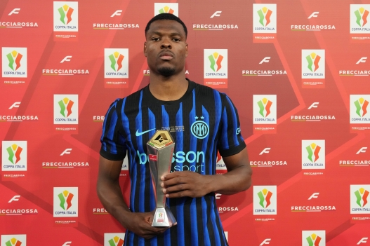 Inter Milan’s Denzel Dumfries during the Frecciarossa Italian Cup 2025/2026 final soccer match between Lazio and Inter  Milan at the Stadio Olimpico in Rome, Italy - May 13, 2026  Sport - Soccer (Photo by Alfredo Falcone/LaPresse)
