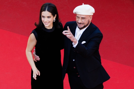  Ella Bleu Travolta and John Travolta attend the "Karma" screening during the 79th annual Cannes Film Festival at Palais des Festivals on May 15, 2026 in Cannes, France. (Photo by Clemens Bilan/Pool/Getty Images)