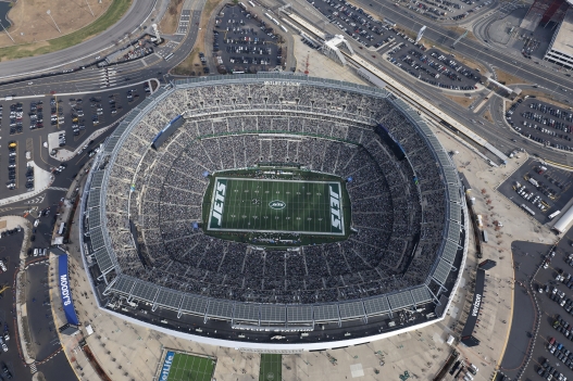  An aerial view of MetLife Stadium during a game between the Indianapolis Colts and the New York Jets on November 17, 2024 in East Rutherford, New Jersey.   Al Bello/Getty Images/AFP (Photo by AL BELLO / GETTY IMAGES NORTH AMERICA / Getty Images via AFP)