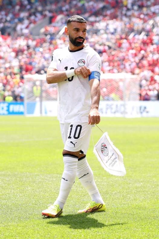  Mohamed Salah #10 of Egypt looks on before the FIFA World Cup 2026 Group G match between Belgium and Egypt at Seattle Stadium on June 15, 2026 in Seattle, Washington.   Fran Santiago/Getty Images/AFP (Photo by Fran Santiago / GETTY IMAGES NORTH AMERICA / Getty Images via AFP)