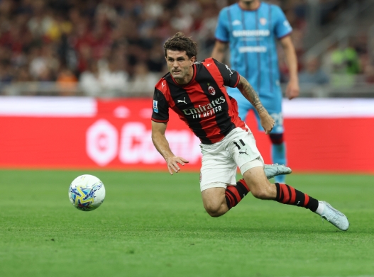 MILAN, ITALY - MAY 24: Christian Pulisic of AC Milan in action during the Serie A match between AC Milan and Cagliari Calcio at Giuseppe Meazza Stadium on May 24, 2026 in Milan, Italy. (Photo by Claudio Villa/AC Milan via Getty Images)