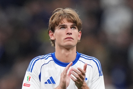 Comoâs Nico Paz   during the Frecciarossa Italian Cup 2025/ 2026 soccer match between Inter and Como at the San Siro Stadium in Milan, north Italy - Tuesday , April  21 , 2026. Sport - Soccer . (Photo by Spada/LaPresse)