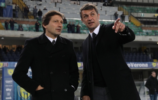 AC Milan's managers Leonardo (L) and Paolo Maldini prior the Italian Serie A soccer match AC ChievoVerona vs AC Milan at the Marcantonio Bentegodi stadium in Verona, Italy, 09 March 2019.ANSA/FILIPPO VENEZIA