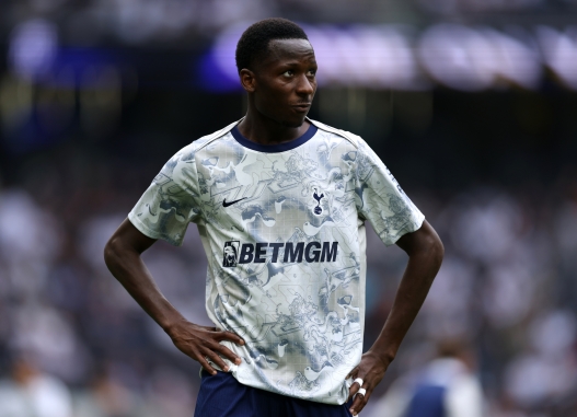 LONDON, ENGLAND - AUGUST 16: Pape Sarr of Tottenham Hotspur looks on during the Premier League match between Tottenham Hotspur and Burnley at Tottenham Hotspur Stadium on August 16, 2025 in London, England. (Photo by Justin Setterfield/Getty Images)