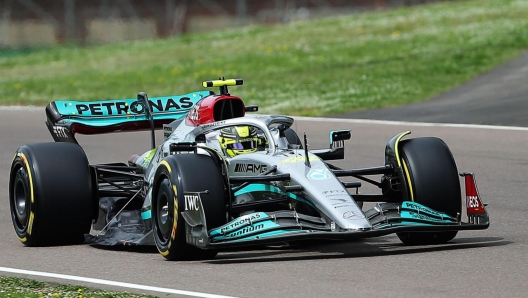 Mercedes' British driver Lewis Hamilton during the sprint qualifying ahead of the Formula One Emilia Romagna Grand Prix at the Autodromo Internazionale Enzo e Dino Ferrari race track in Imola, Italy, 23 April 2022. ANSA/SANNA