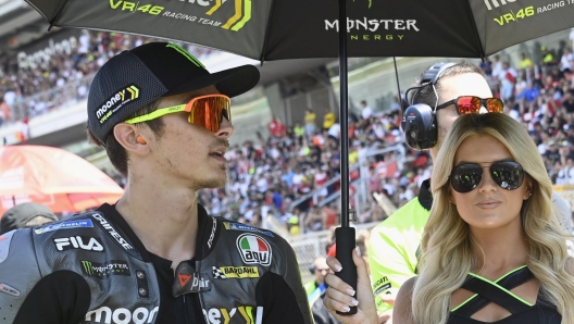 BARCELONA, SPAIN - JUNE 05: Luca Marini of Italy and Mooney VR46 Racing Team prepares to start on the grid during the MotoGP race during the MotoGP of Catalunya - Race at Circuit de Barcelona-Catalunya on June 05, 2022 in Barcelona, Spain. (Photo by Mirco Lazzari gp/Getty Images)