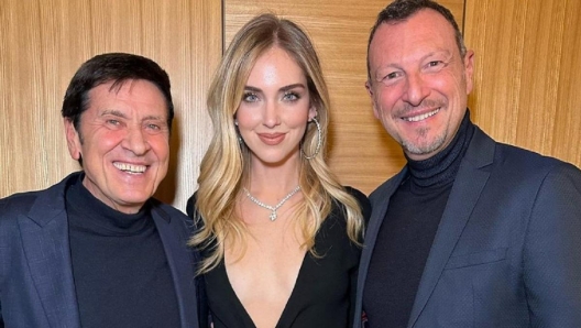 Amadeus con Gianni Morandi e Chiara Ferragni