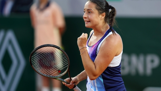 PARIS, FRANCE - MAY 29: Elisabetta Cocciaretto of Italy celebrates against Petra Kvitova of Czech Republic during their Women's Singles First Round Match on Day Two of the 2023 French Open at Roland Garros on May 29, 2023 in Paris, France. (Photo by Julian Finney/Getty Images)