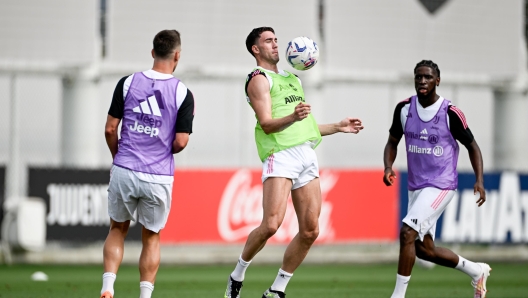 TURIN, ITALY - JULY 12: Dusan Vlahovic of Juventus during a training session at JTC on July 12, 2023 in Turin, Italy. (Photo by Daniele Badolato - Juventus FC/Juventus FC via Getty Images)