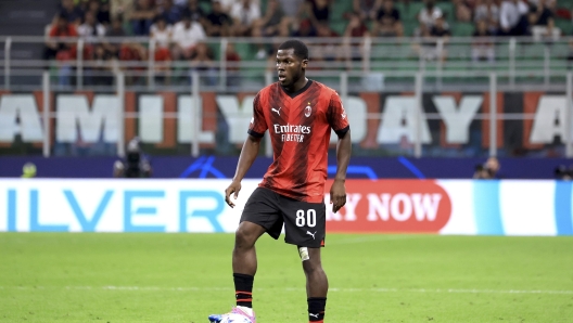 MILAN, ITALY - SEPTEMBER 19: Yunus Musah of AC Milan in action during the UEFA Champions League match between AC Milan and Newcastle United FC at Stadio Giuseppe Meazza on September 19, 2023 in Milan, Italy. (Photo by Giuseppe Cottini/AC Milan via Getty Images)