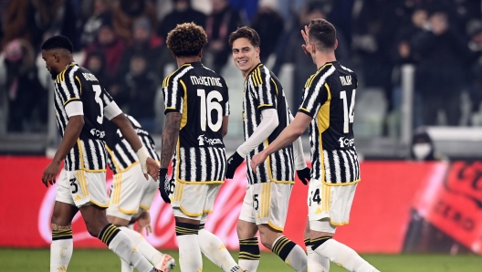 Foto Fabio Ferrari/LaPresse 11 Gennaio 2024 - Torino, Italia - sport, calcio - Juventus vs Frosinone - Coppa Italia Frecciarossa 2023/2024 - quarti di finale - Juventus Stadium. Nella foto: Arkadiusz Milik (Juventus FC) esultanza goal 3-0  January 11, 2024 Turin, Italy - sport, soccer -Juventus vs Frosinone - Coppa Italia Frecciarossa 2023/2024 - quarter finals - Juventus Stadium . In the pic: Arkadiusz Milik (Juventus FC) scores goal 3-0