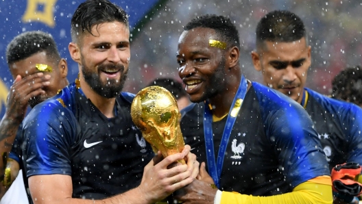 <enter caption here> during the 2018 FIFA World Cup Final between France and Croatia at Luzhniki Stadium on July 15, 2018 in Moscow, Russia.