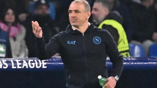 Napoli?s head coach Francesco Calzona    during the UEFA Champions League Round of 16, 1st leg soccer match SSC Napoli vs FC Barcelona at ' Diego Armando Maradona' stadium in Naples Italy, 21 February 2024. ANSA / CIRO FUSCO