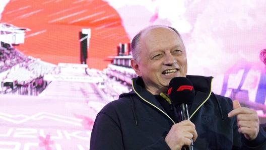 Ferrari team principal Frederic Vasseur speaks during a talk session as part of the 2024 FIA Formula One World Championship official promotion event hosted by Honda Motor in Tokyo on April 3, 2024, ahead of the weekend's Formula One Japanese Grand Prix in Suzuka. (Photo by Kazuhiro NOGI / AFP)