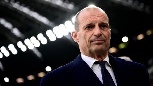 Juventus' Italian coach Massimiliano Allegri looks on during the Italian Serie A football match between Juventus and AC Milan at The Allianz Stadium in Turin on April 27, 2024. (Photo by MARCO BERTORELLO / AFP)