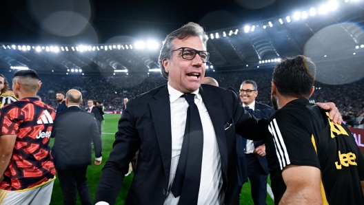 ROME, ITALY - MAY 15: Cristiano Giuntoli celebrates the winning after the Coppa Italia final match between Atalanta BC and Juventus FC at Olimpico Stadium on May 15, 2024 in Rome, Italy. (Photo by Daniele Badolato - Juventus FC/Juventus FC via Getty Images)