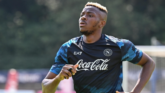 DIMARO, ITALY - JULY 16: SSC Napoli player Victor Osimhen attends the morning training session at Dimaro Sport Center, on July 16 2024 in Dimaro (Trento), Italy. (Photo by SSC NAPOLI/SSC NAPOLI via Getty Images)