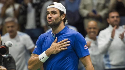 Italian Matteo Berrettini during the Davis Cup tennis match against Belgian Alexander Blockx in Bologna, Italy, 13 September 2024. ANSA/MICHELE LAPINI