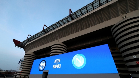 MILAN, ITALY - MARCH 17: General view outside the stadium prior to the Serie A TIM match between FC Internazionale and SSC Napoli at Stadio Giuseppe Meazza on March 17, 2024 in Milan, Italy. (Photo by Marco Luzzani/Getty Images)