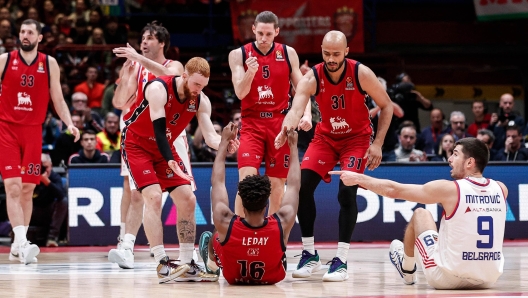 Niccolo Nico Mannion, Zach LeDay, Fabien Causeur, Shavon Shields EA7 Emporio Armani Olimpia Milano - Crvena Zvezda Meridianbet Belgrade Stella Rossa Belgrado Turkish Airlines Euroleague 2024-25 Milano, 04/12/2024 Foto AlessiaDoniselli / Ciamillo-Castoria