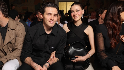 PARIS, FRANCE - SEPTEMBER 25: Brooklyn Beckham and Nicola Peltz attend the Balmain Womenswear Spring-Summer 2025 show as part of Paris Fashion Week on September 25, 2024 in Paris, France. (Photo by Pascal Le Segretain/Getty Images for Balmain)