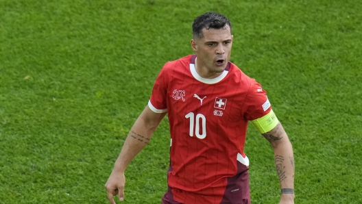 Switzerland`s Granit Xhaka reacts