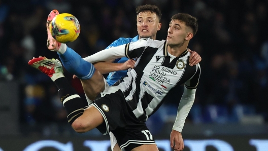 Lorenzo Lucca dell`Udinese e Amir Rrahmani del Napoli