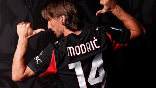 MILAN, ITALY - JULY 14: New AC Milan player Luka Modric is seen during his first photoshoot with the club at Casa Milan on July 14, 2025 in Milan, Italy.