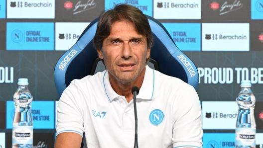 Antonio Conte speaks at a press conference of Napoli