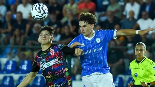 Immagine di una partita di calcio di Serie C con il nuovo sistema VAR