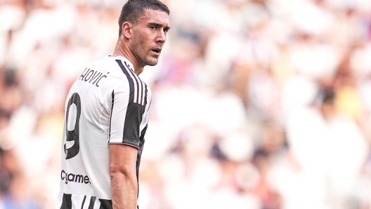 Душан Влахович из «Ювентуса» во время предсезонного товарищеского футбольного матча между «Ювентусом» и «Ювентус Некст Ген» на стадионе «Альянц» в Турине, северо-запад Италии - среда, 13 августа 2025 года. Спорт - Футбол. (Фото Марко Алпоцци / Lapresse)