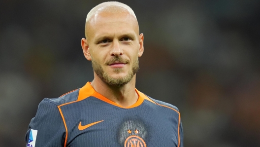 Inter Milan`s Federico Dimarco during the Serie A soccer match between Inter and Sassuolo