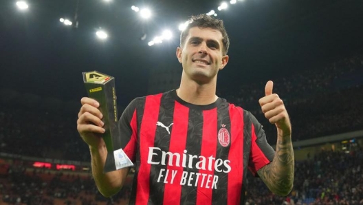 Christian Pulisic celebrating a goal for AC Milan