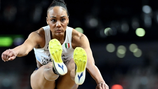 Italy's Larissa Iapichino competes in the women's final long jump event during the World Athletics Indoor Championships Kujawy Pomorze 2026 in Torun, Poland on March 22, 2026. (Photo by Kirill KUDRYAVTSEV / AFP)