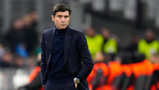 FILE - Villarreal's manager Marcelino walks on the sideline during the Europa League, round of 16 first-leg soccer match between Marseille and Villarreal, at the Stade Velodrome in Marseille, France, Thursday, March 7, 2024. (AP Photo/Daniel Cole, File)