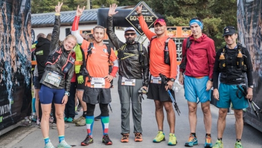 Eccomi con gli altri giornalisti, alla partenza da Scuol.Transalpine-Run 2017©Harald Wisthaler